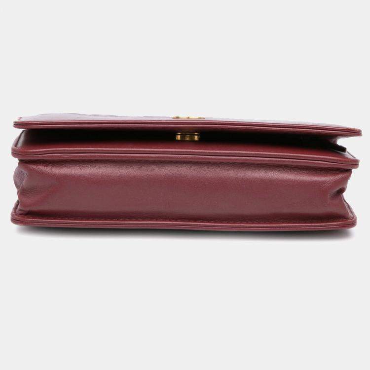 Pre Owned Chanel Red Quilted Aged Calfskin Gabrielle Wallet on Chain