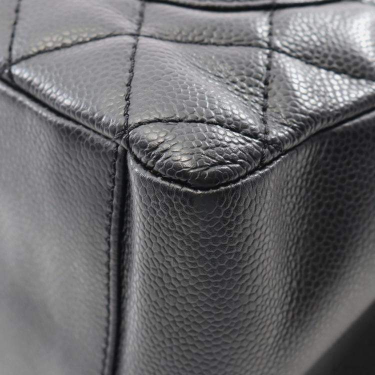 Pre Owned Chanel Matelasse Grand Shopping Gst Chain Tote Bag Calfskin Bk Shw