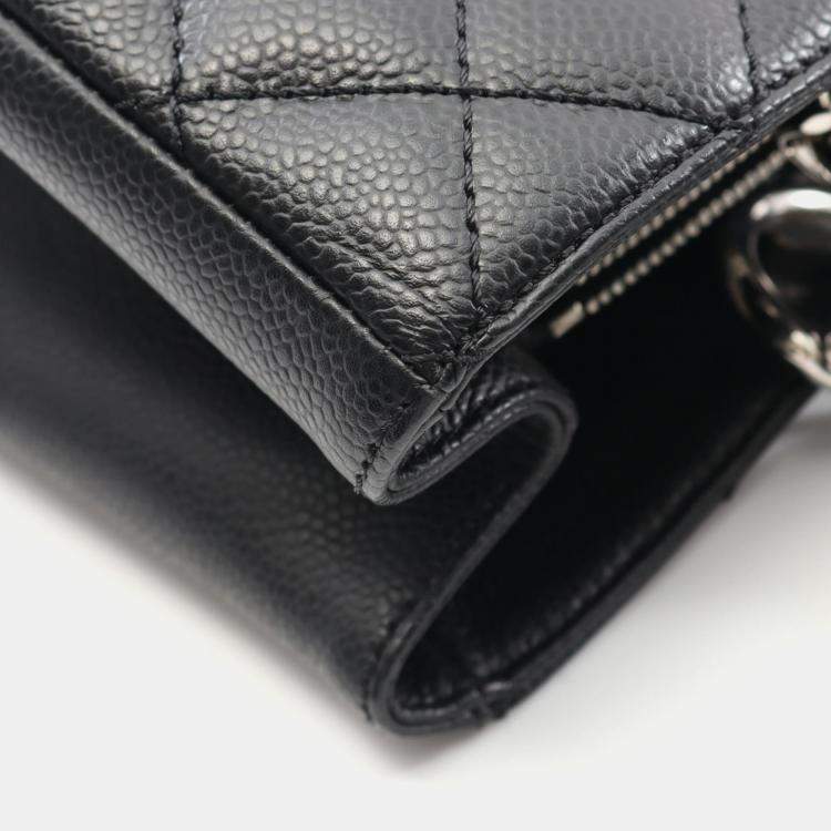 Pre Owned Chanel Matelasse Grand Shopping Gst Chain Tote Bag Calfskin Bk Shw