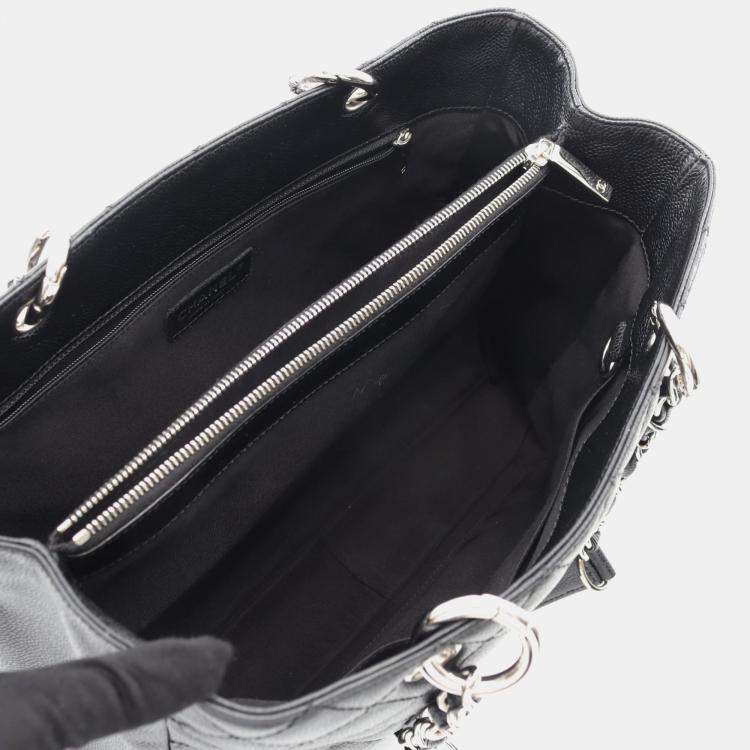 Pre Owned Chanel Matelasse Grand Shopping Gst Chain Tote Bag Calfskin Bk Shw