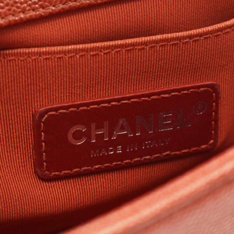 Pre Owned Chanel Boy Small Brown Chevron Calfskin Shoulder Bag