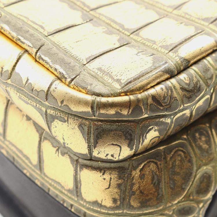 Pre Owned Chanel Black/Gold Leather Shoulder Bag