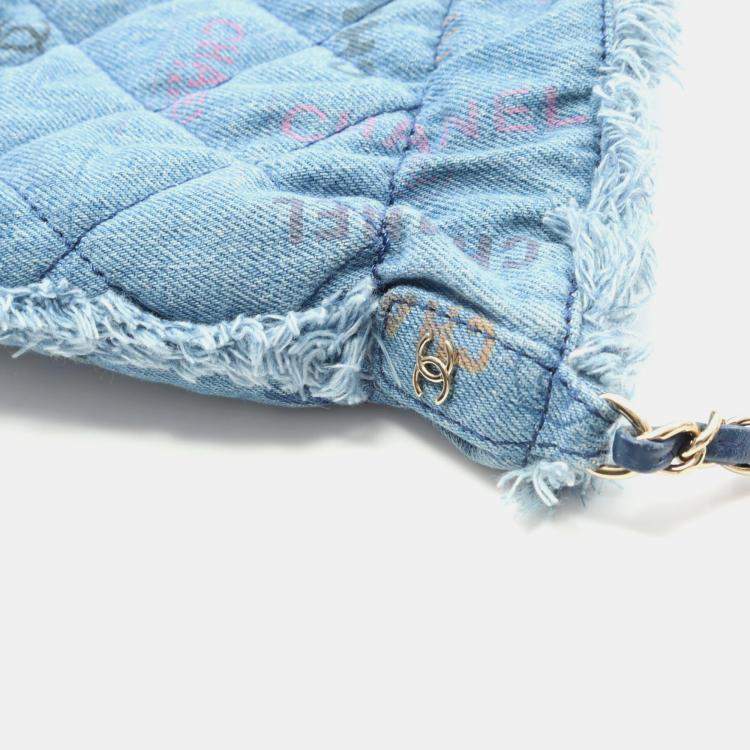 Pre Owned Chanel Small Blue Denim Bucket Crossbody Bag
