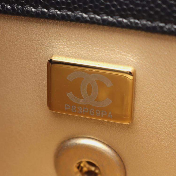 Pre Owned Chanel Matelasse Top Handle Chain Shoulder Bag Calfskin Black Ghw