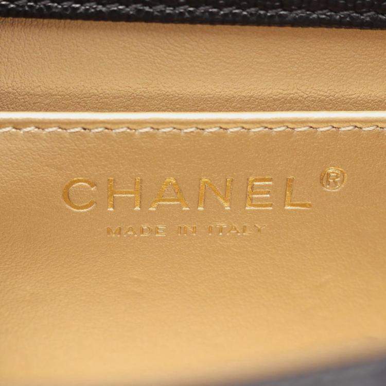 Pre Owned Chanel Matelasse Top Handle Chain Shoulder Bag Calfskin Black Ghw