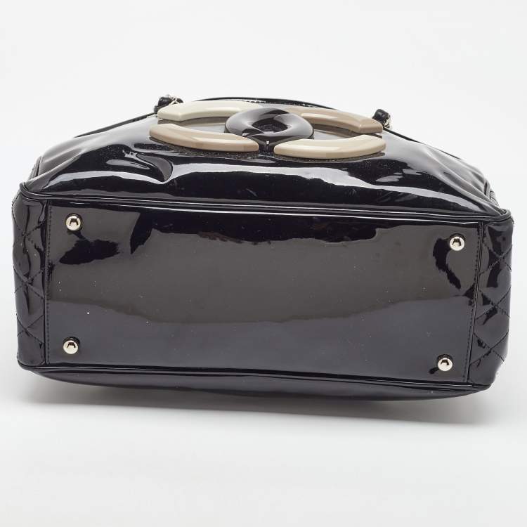 Pre Owned Chanel Black Patent Vinyl Small CC Lipstick Ligne Tote