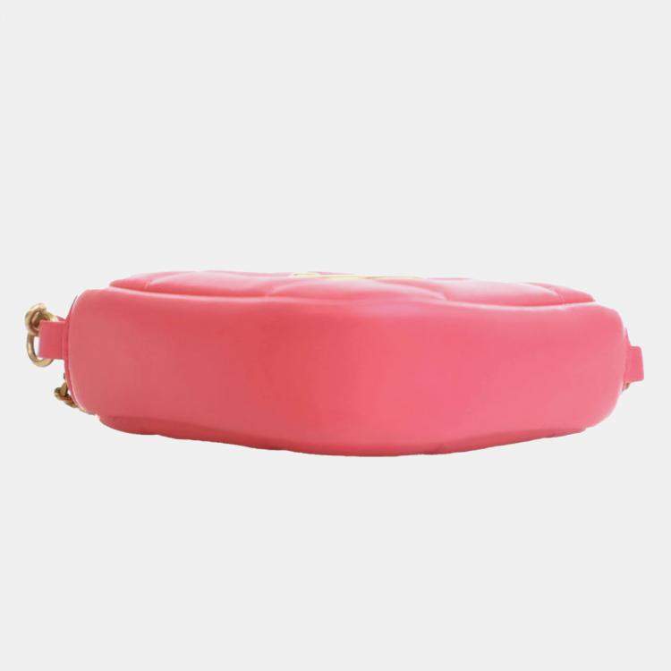 Pre Owned Chanel Pink CC Lambskin Diamond Clutch with Chain