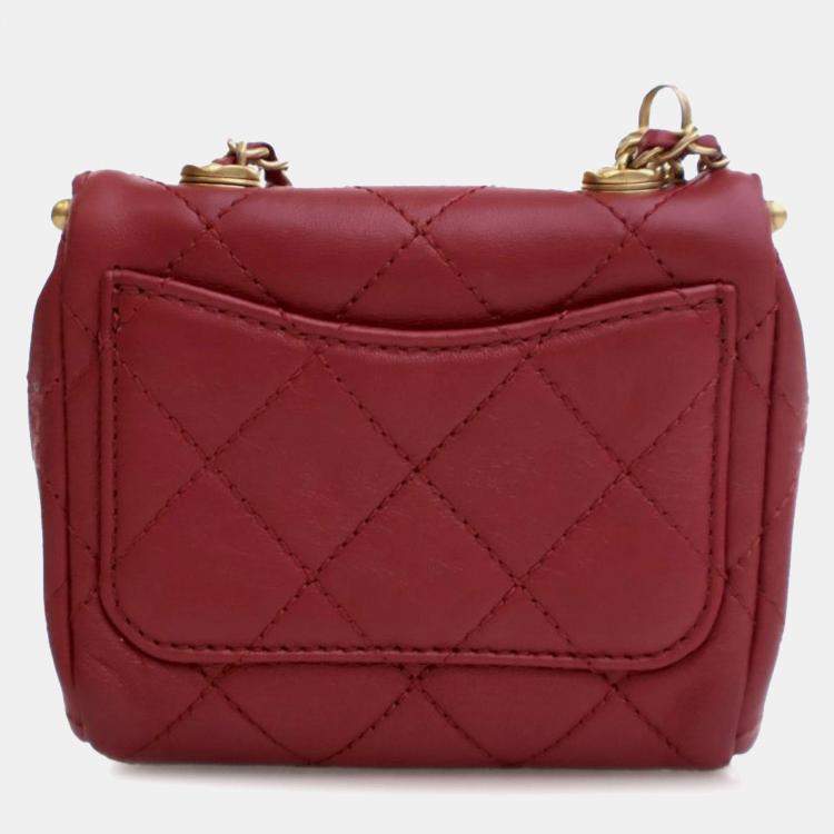 Pre Owned Chanel Red Micro Quilted Lambskin My Crush Bag