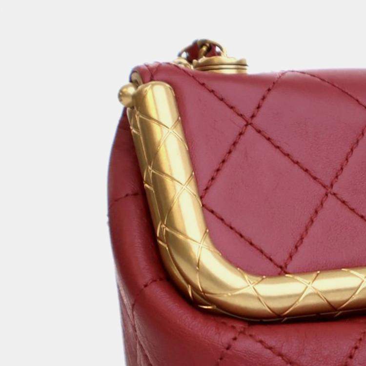 Pre Owned Chanel Red Micro Quilted Lambskin My Crush Bag
