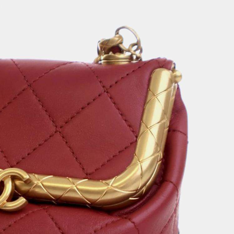 Pre Owned Chanel Red Micro Quilted Lambskin My Crush Bag