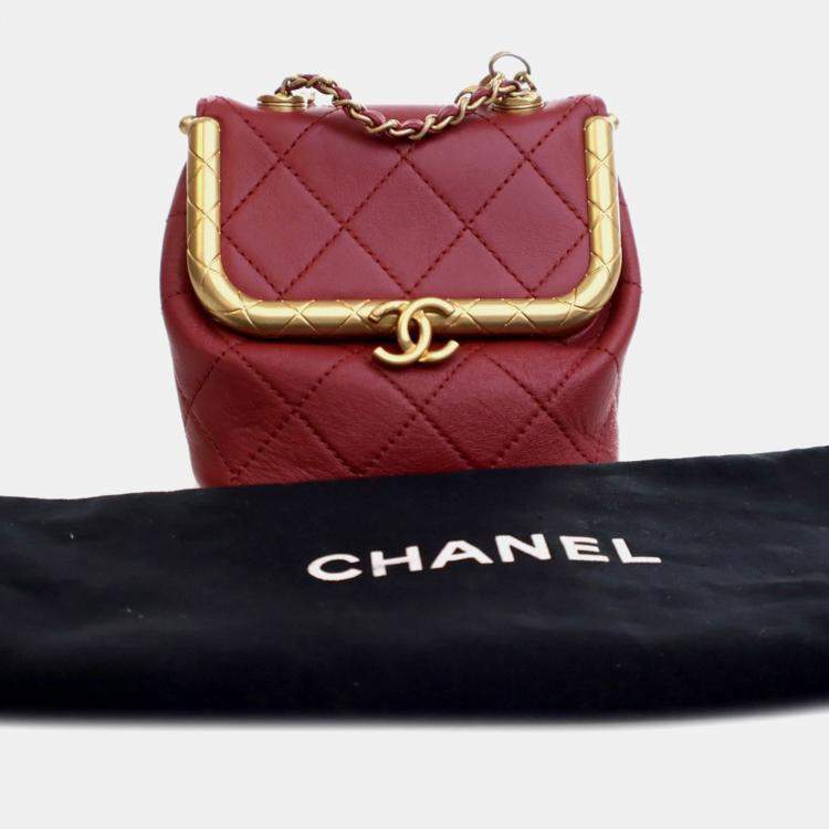 Pre Owned Chanel Red Micro Quilted Lambskin My Crush Bag