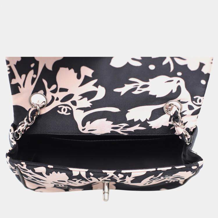 Pre Owned Chanel Printed Satin Mini Flap Shoulder Bag with Mirror
