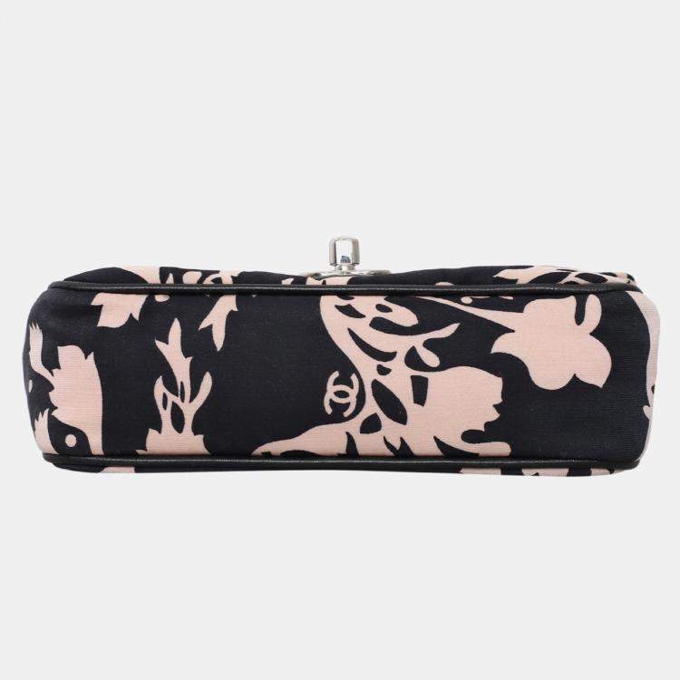 Pre Owned Chanel Printed Satin Mini Flap Shoulder Bag with Mirror