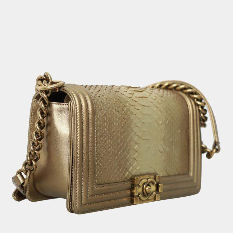 Pre Owned Chanel Python Old Medium Boy Bag