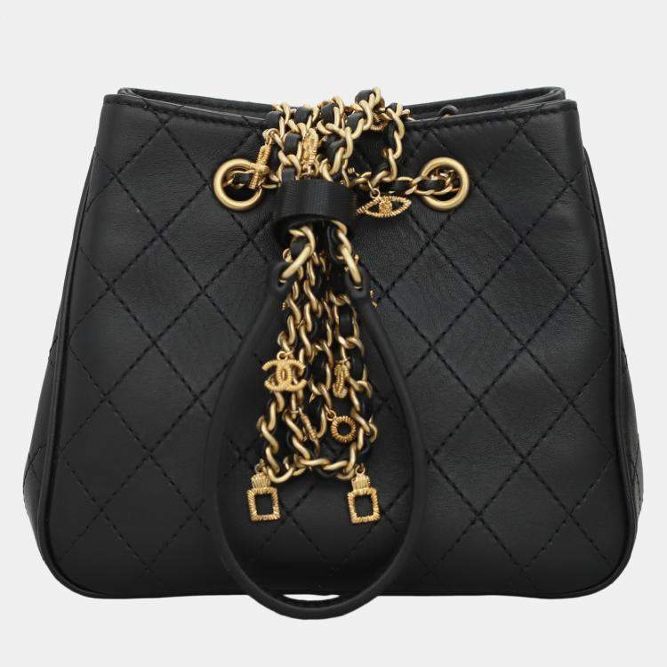 Pre Owned Chanel Calfskin Egyptian Amulet Drawstring Bucket Bag