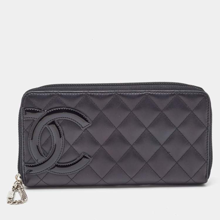 Pre Owned Chanel Black Quilted Leather CC Cambon Ligne Zip Around Organizer Wallet