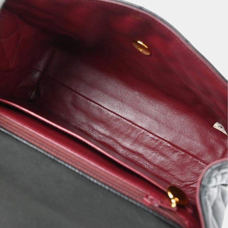 Pre Owned Chanel Black Lambskin Top Handle Bag