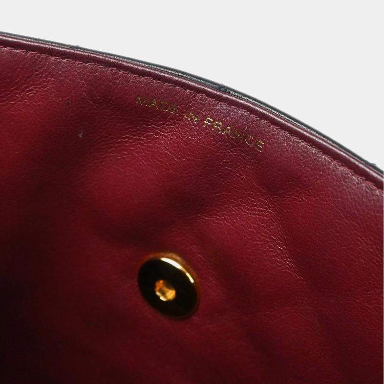 Pre Owned Chanel Black Lambskin Top Handle Bag