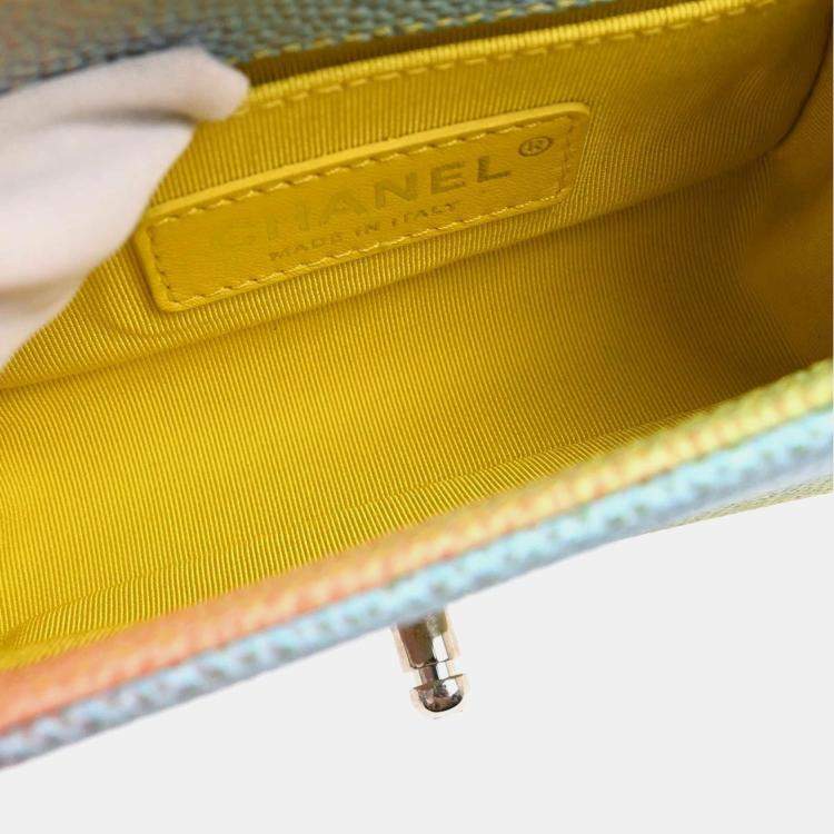 Pre Owned Chanel Boy Mini Multicolor Pastel Leather Shoulder Bag