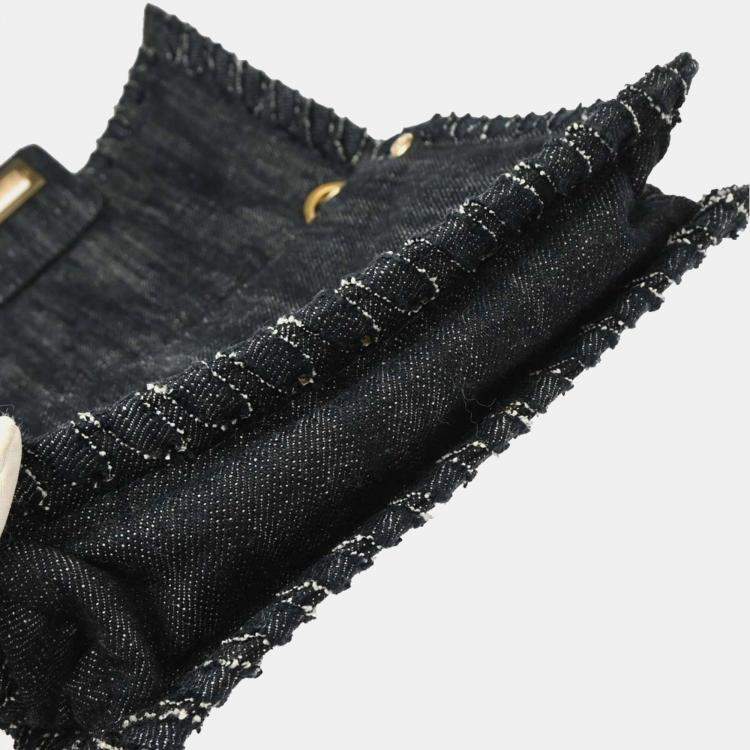 Pre Owned Chanel Night Flight Mademoiselle Lock Indigo Denim Shoulder Bag