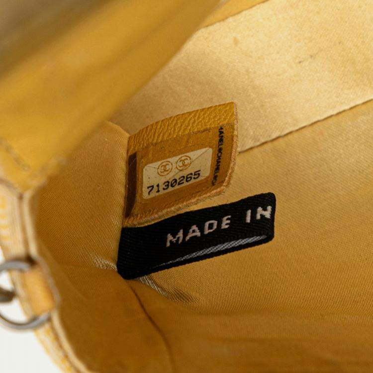 Pre Owned Chanel Yellow New Travel Line Nylon East West Flap