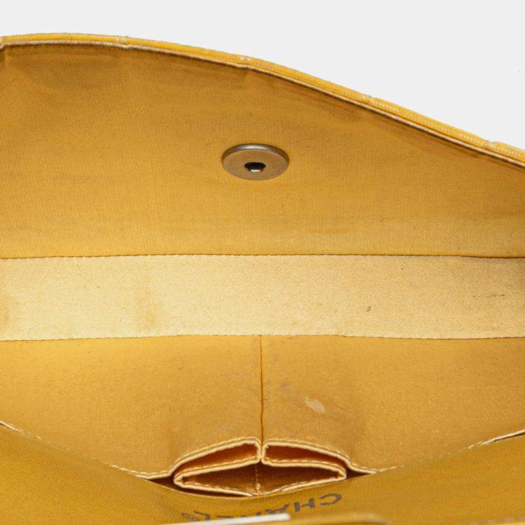 Pre Owned Chanel Yellow New Travel Line Nylon East West Flap