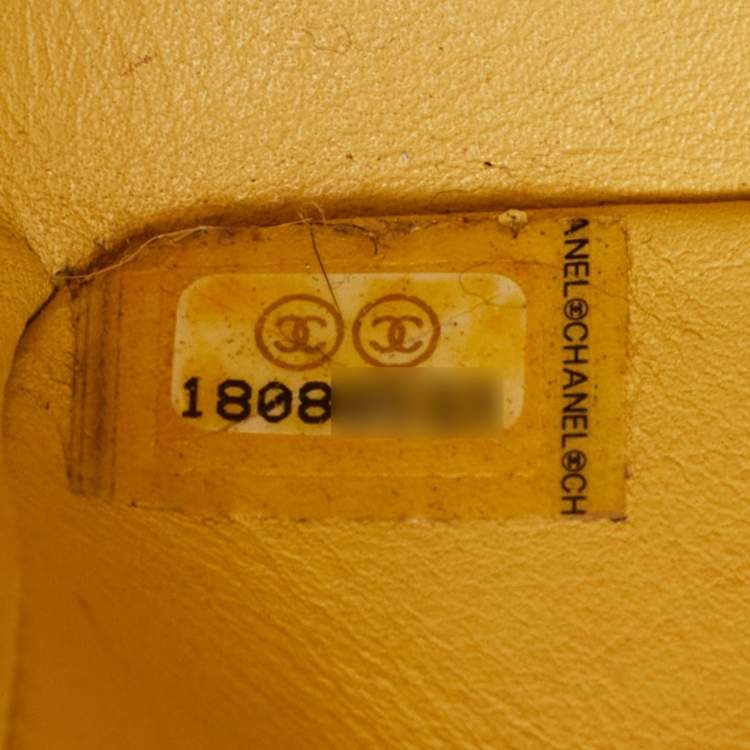 Pre Owned Chanel Light Yellow Python Jumbo Classic Double Flap Bag
