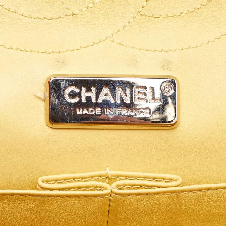 Pre Owned Chanel Light Yellow Python Jumbo Classic Double Flap Bag