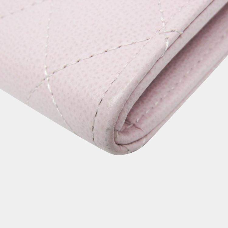 Pre Owned Chanel Gusset Flap Pink Leather Wallet