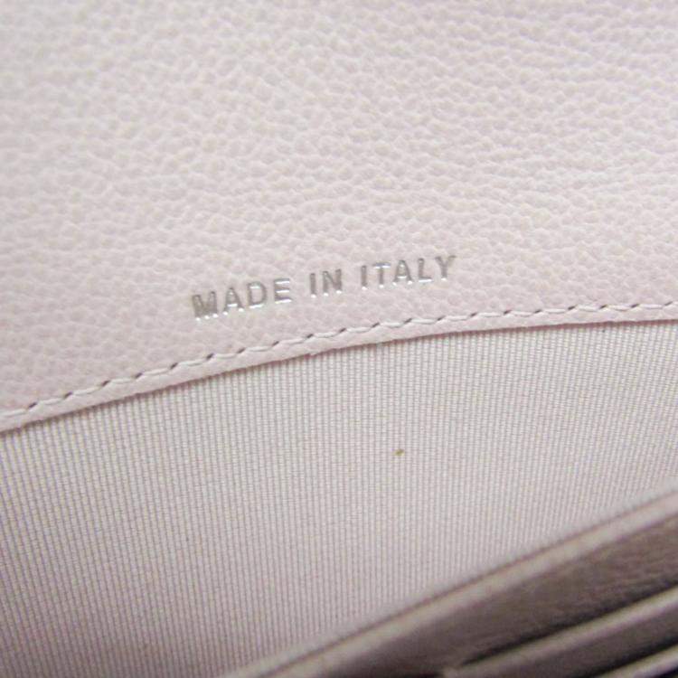 Pre Owned Chanel Gusset Flap Pink Leather Wallet