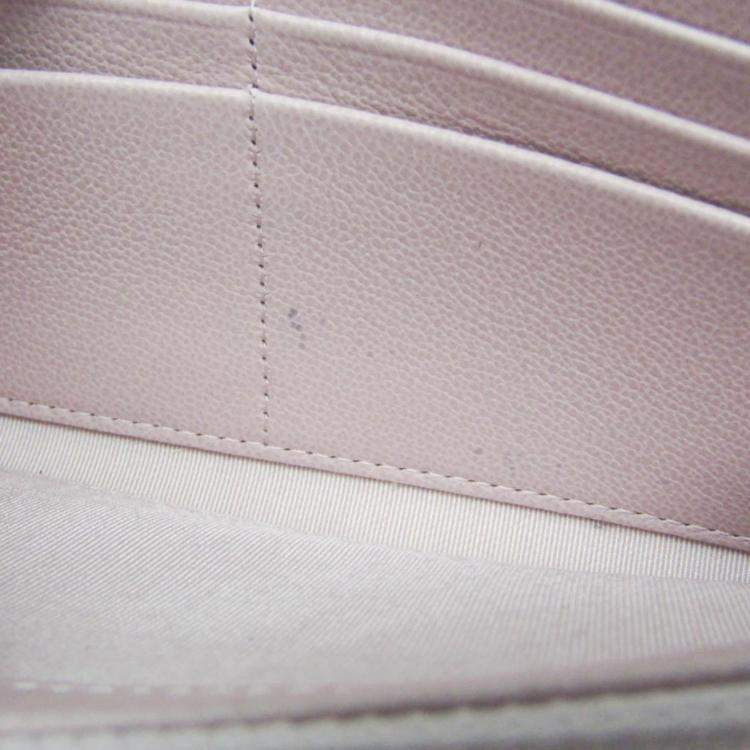 Pre Owned Chanel Gusset Flap Pink Leather Wallet