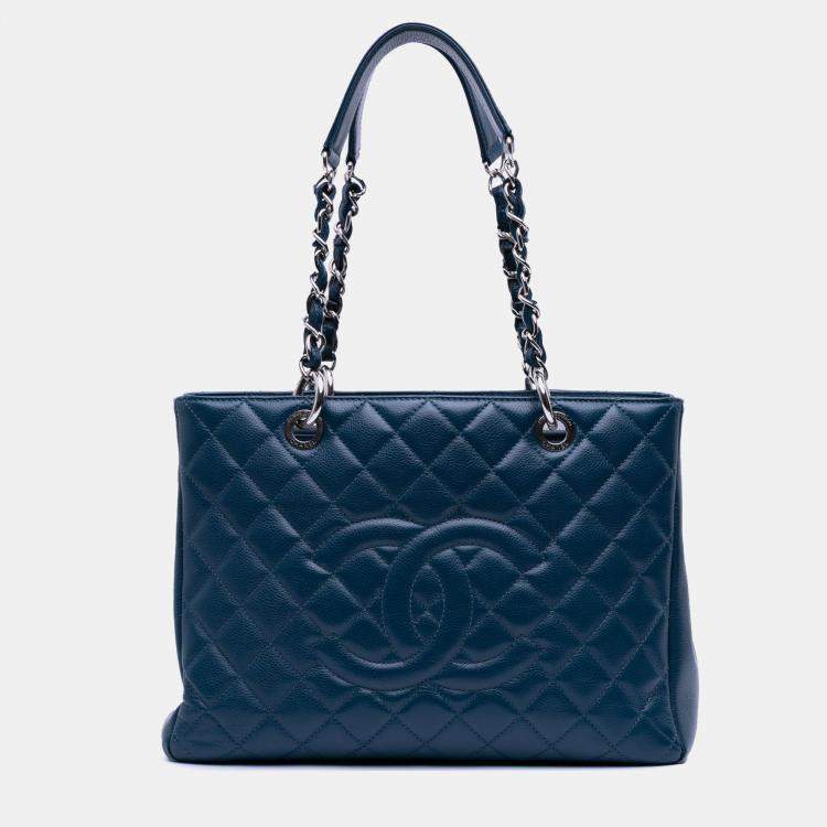 Pre Owned Chanel Blue Caviar Grand Shopping Tote