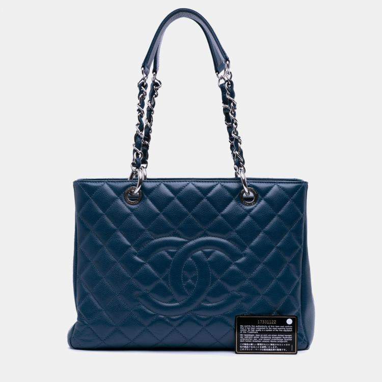 Pre Owned Chanel Blue Caviar Grand Shopping Tote