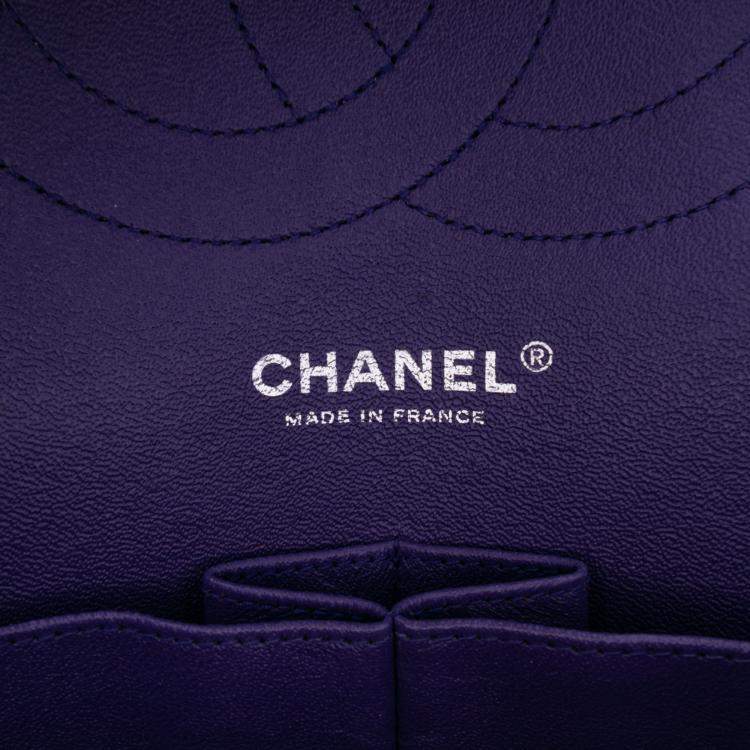 Pre Owned Chanel Purple Jumbo Classic Lambskin Double Flap
