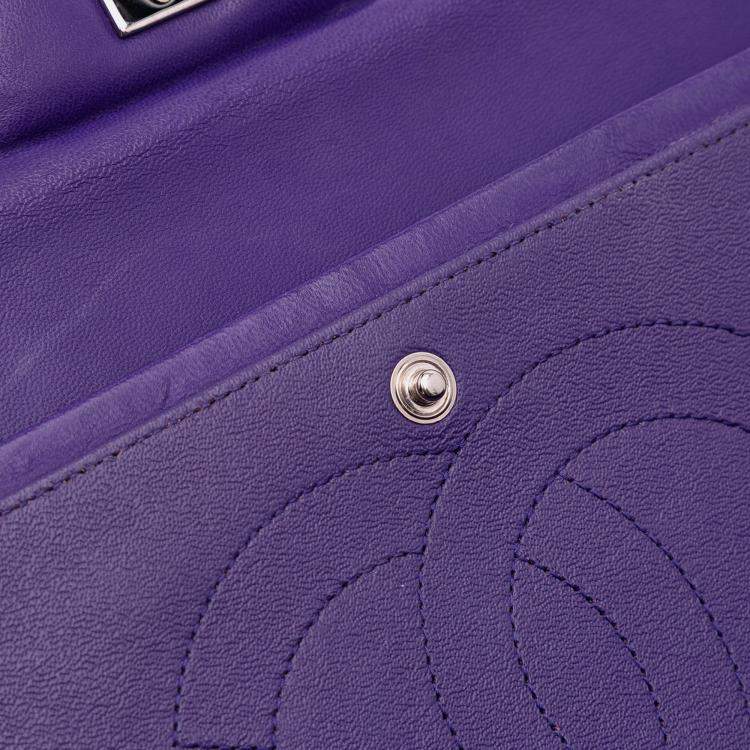 Pre Owned Chanel Purple Jumbo Classic Lambskin Double Flap