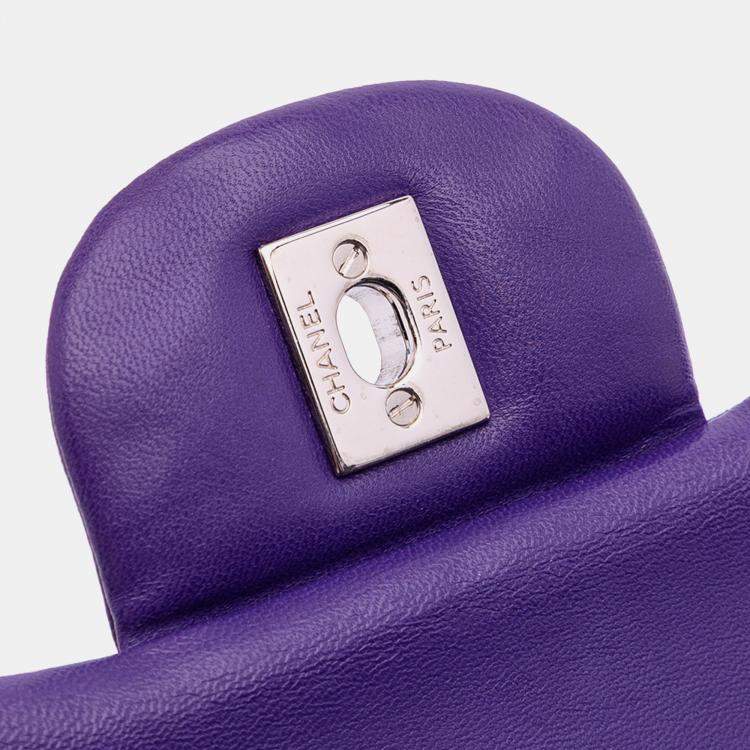 Pre Owned Chanel Purple Jumbo Classic Lambskin Double Flap