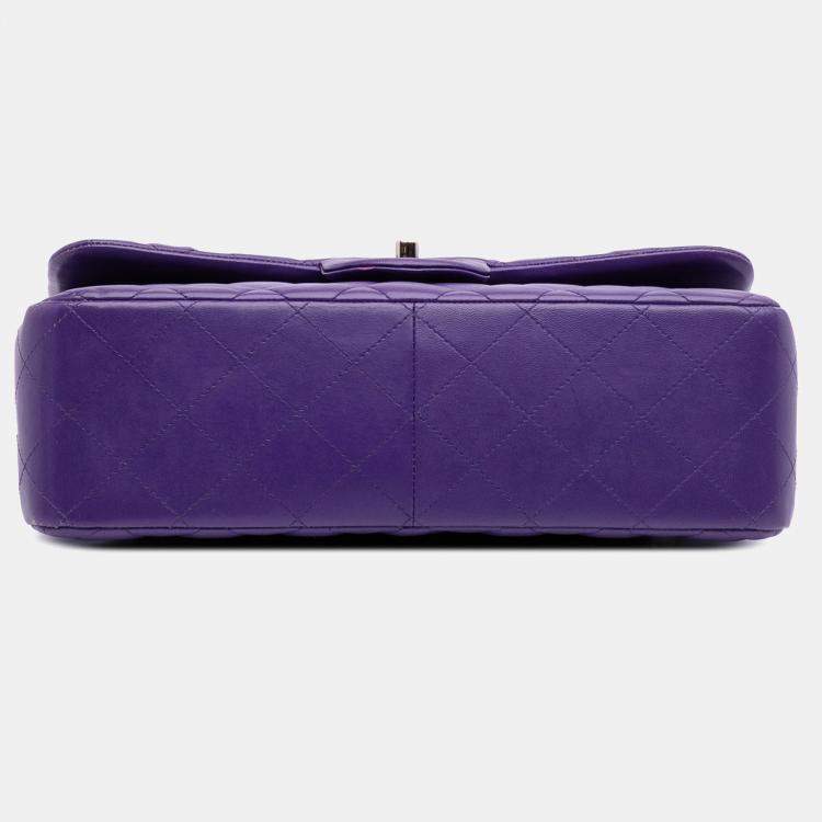 Pre Owned Chanel Purple Jumbo Classic Lambskin Double Flap