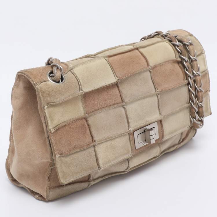 Pre Owned Chanel Beige Suede Patchwork 2.55 Reissue Flap Bag