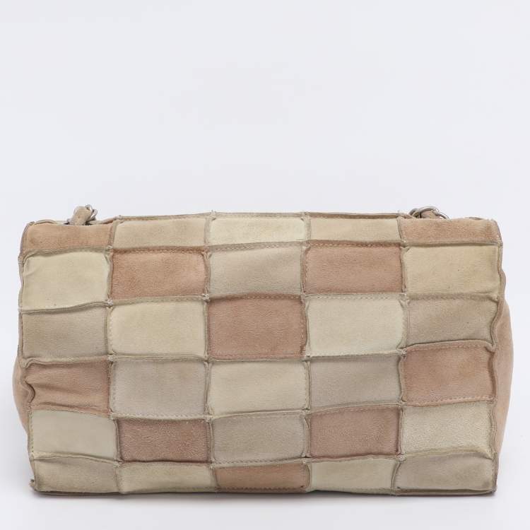 Pre Owned Chanel Beige Suede Patchwork 2.55 Reissue Flap Bag