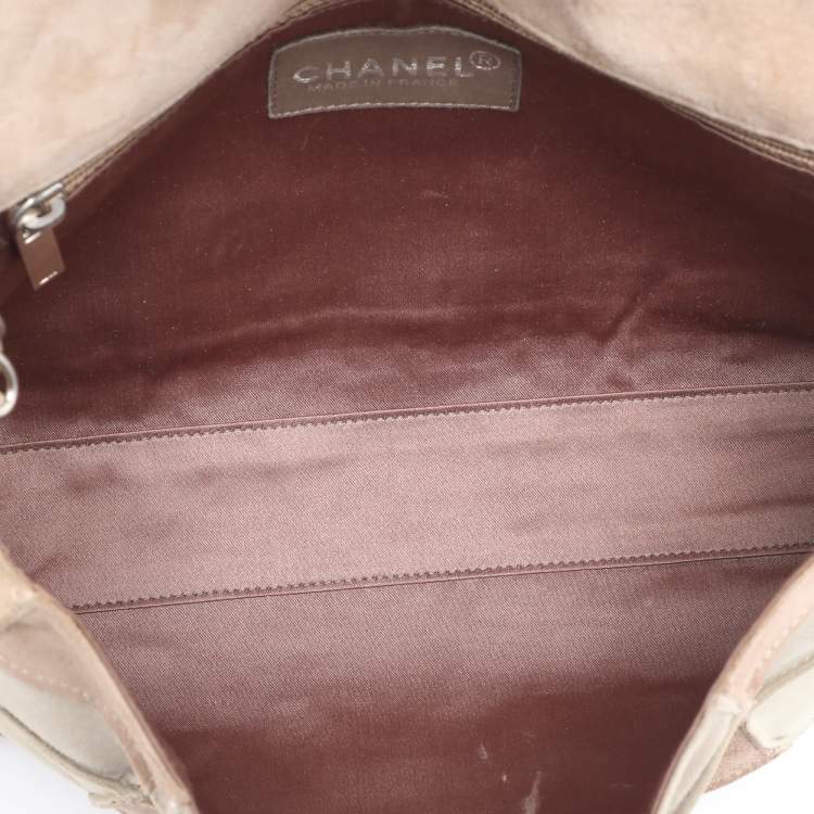 Pre Owned Chanel Beige Suede Patchwork 2.55 Reissue Flap Bag