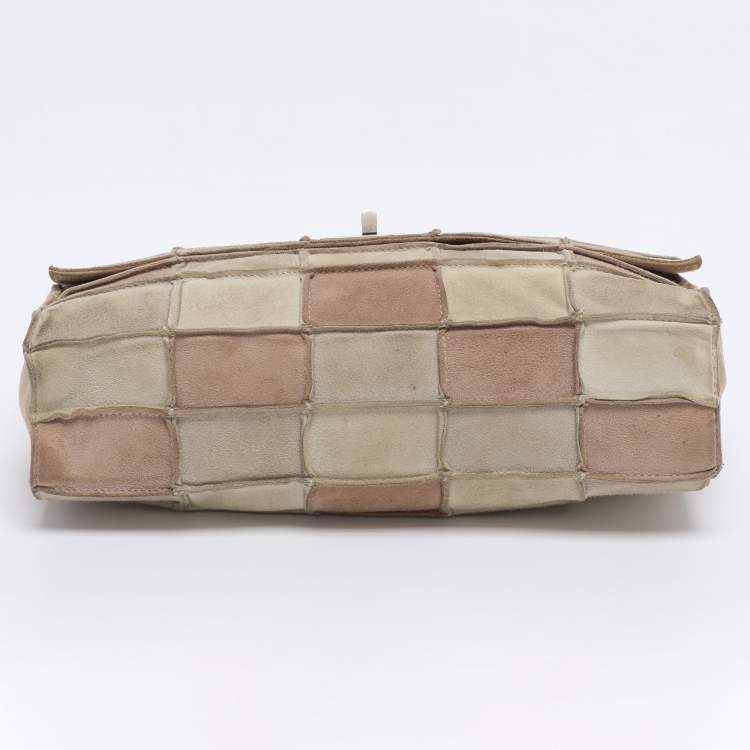 Pre Owned Chanel Beige Suede Patchwork 2.55 Reissue Flap Bag