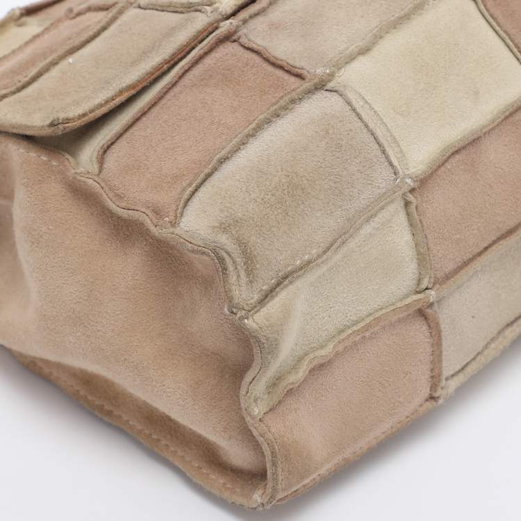 Pre Owned Chanel Beige Suede Patchwork 2.55 Reissue Flap Bag