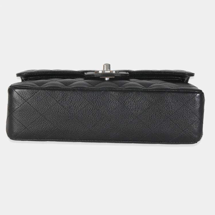 Pre Owned Chanel Black Quilted Caviar Small Classic Double Flap HandBag