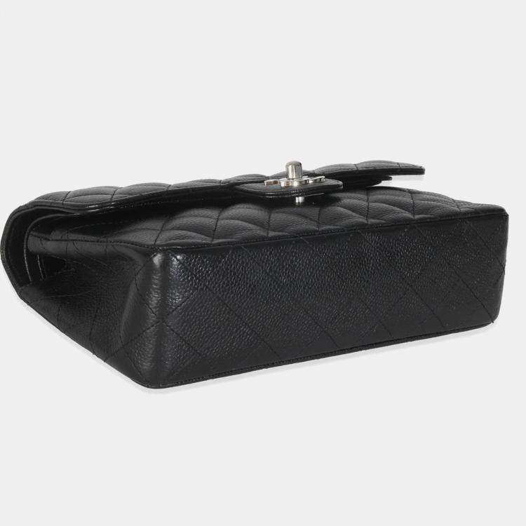 Pre Owned Chanel Black Quilted Caviar Small Classic Double Flap HandBag