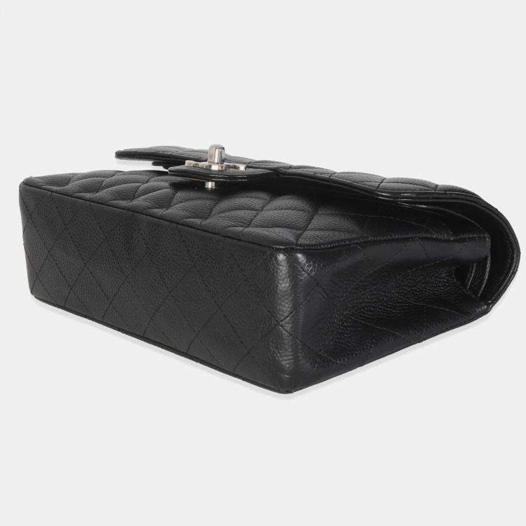 Pre Owned Chanel Black Quilted Caviar Small Classic Double Flap HandBag