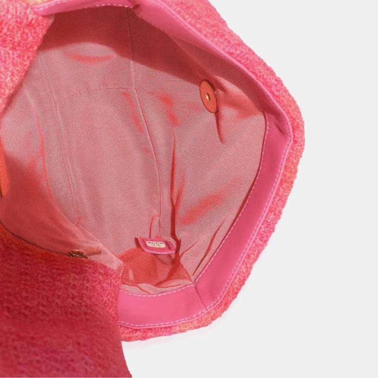 Pre Owned Chanel Coral Pink Tweed Quilted Medium Chanel 19 Flap Bag