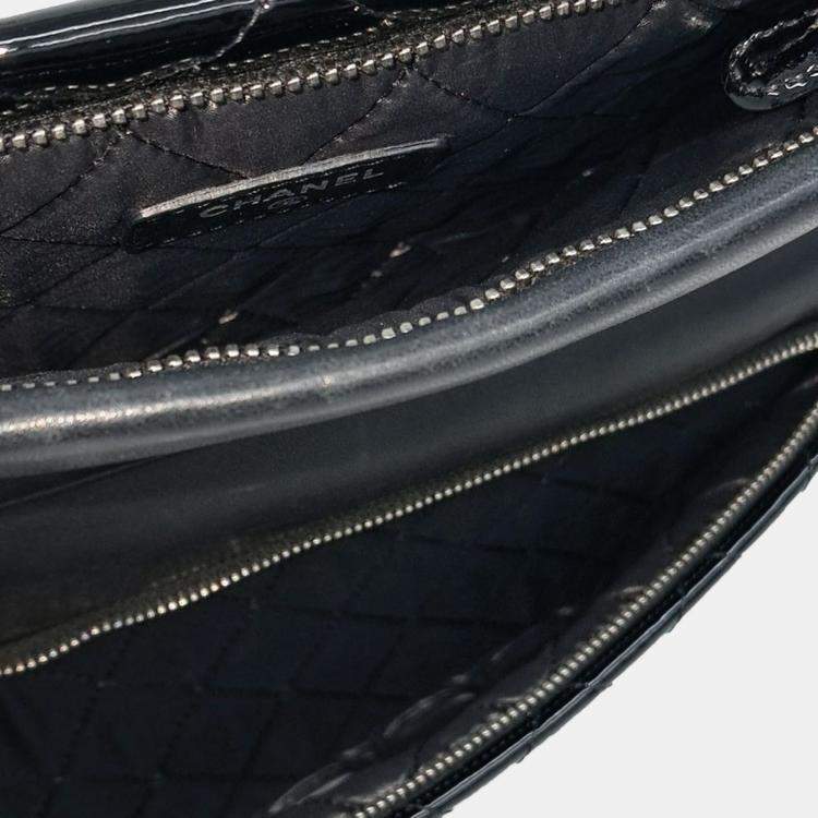 Pre Owned Chanel Black Patent Leather folding clutch