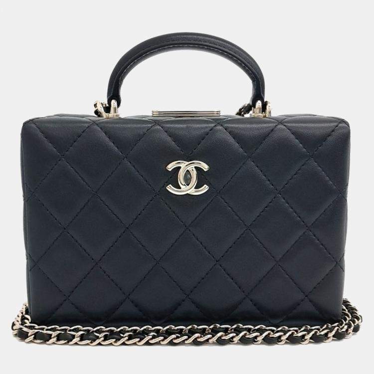 Pre Owned Chanel Black Leather Small Box Bag