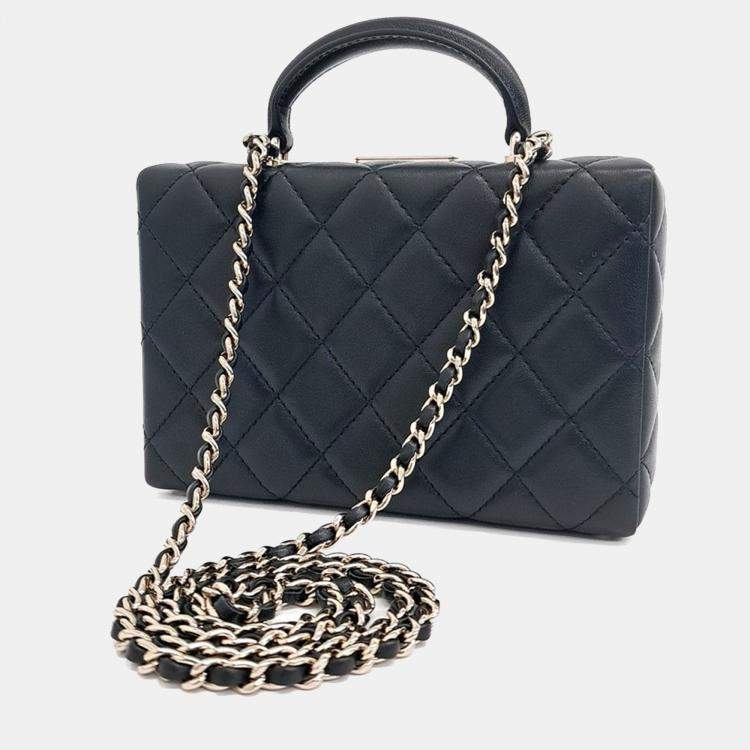 Pre Owned Chanel Black Leather Small Box Bag