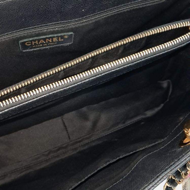 Pre Owned Chanel Black Leather Caviar Grand Shopping